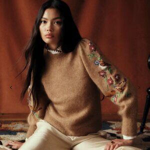 Sézane x Baziszt Martin Jumper Size Small (embroidered bird sweater)
